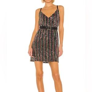 NWT // Black Rainbow Sequin Party Dress, Sleeveless Strap Sparkly Mini Dress